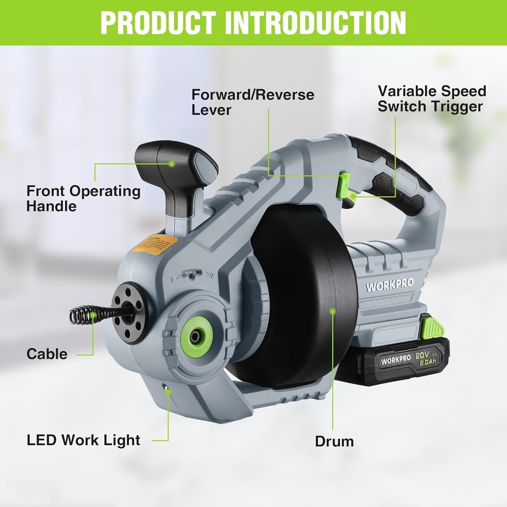 Cordless Electric Drain Auger Set