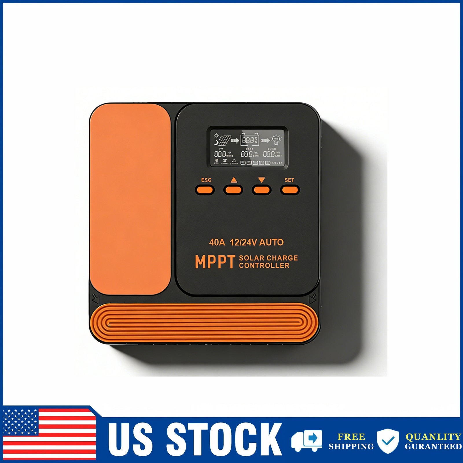 40A MPPT 12V 24V Solar Charge Controller with LCD Display Auto Regulator US NEW