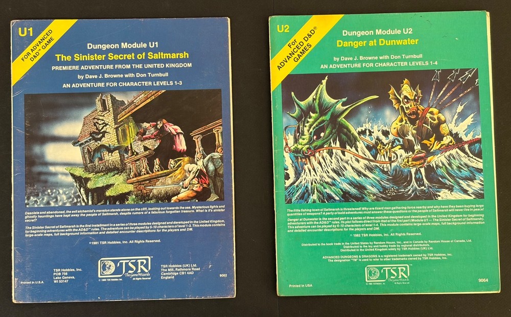 Dungeons & Dragons Advanced D & D Module U1 U2 TSR 1982