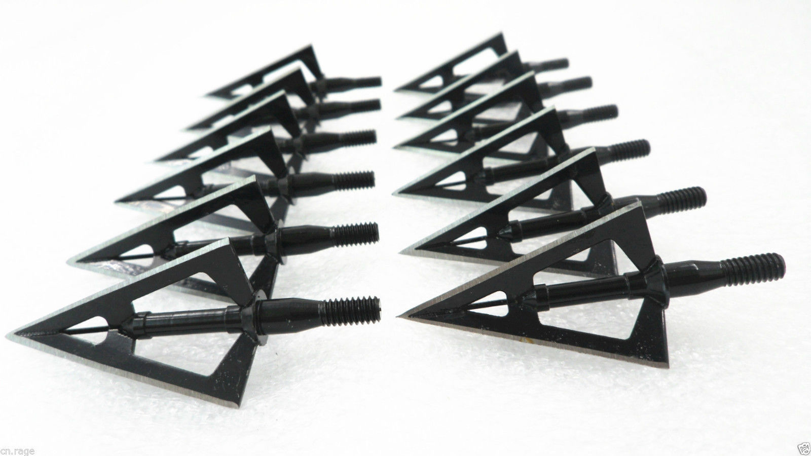 12Pcs Hunting Broadheads Stainless Steel Black Whirlwind 3-Blade Cut  Arrow Tip