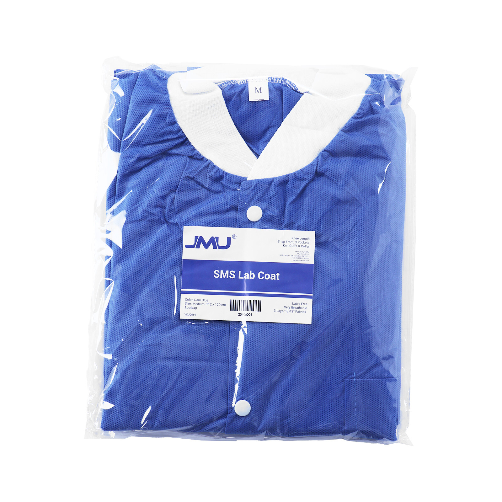 Medical Dental Disposable Lab Coat Gown Knee Length 3 Pockets SMS Jackets 40g