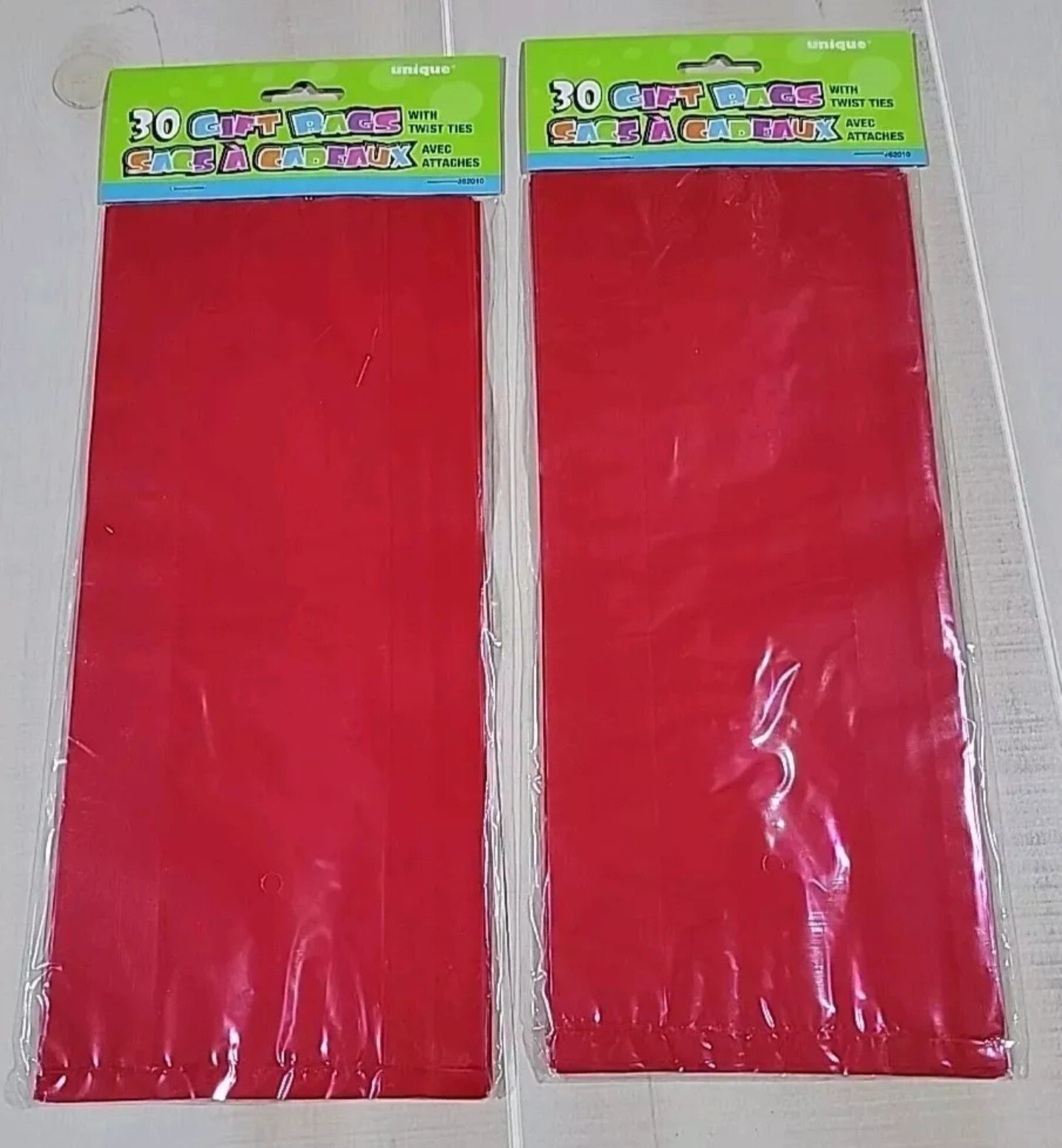 60 Cello Treat Candy Bags with ties Red Cello Party Supply Valentine's Day