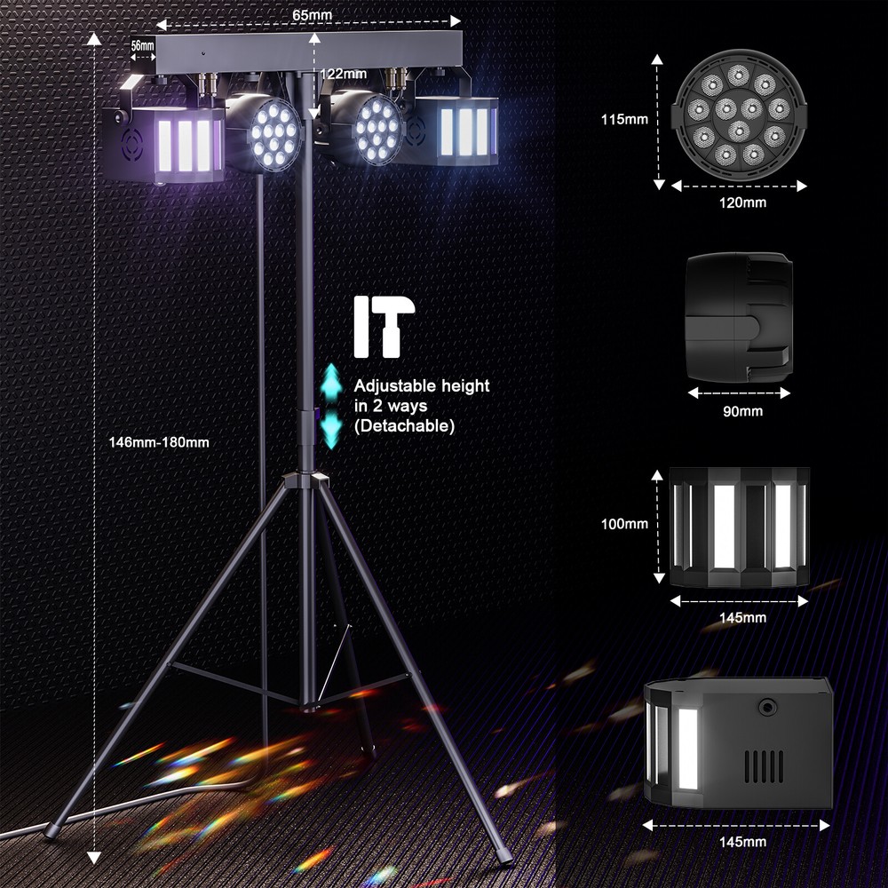DJ Light System Set With Tripod And Remote Control LED PAR Derby Light Effects