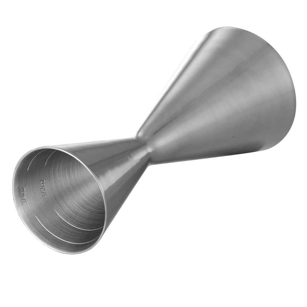 Double Cocktail Jigger Slim Style Measuring Jigger with Etched Pattern (Silver)