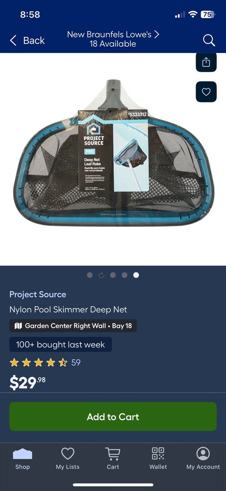 Project Source Nylon Pool Skimmer Deep Net