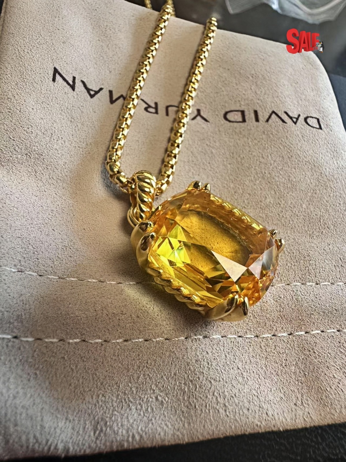 NEW/DAVlDYurmanSterling&GOLD Diam Lemon*Citrine 14mm Chatelaine