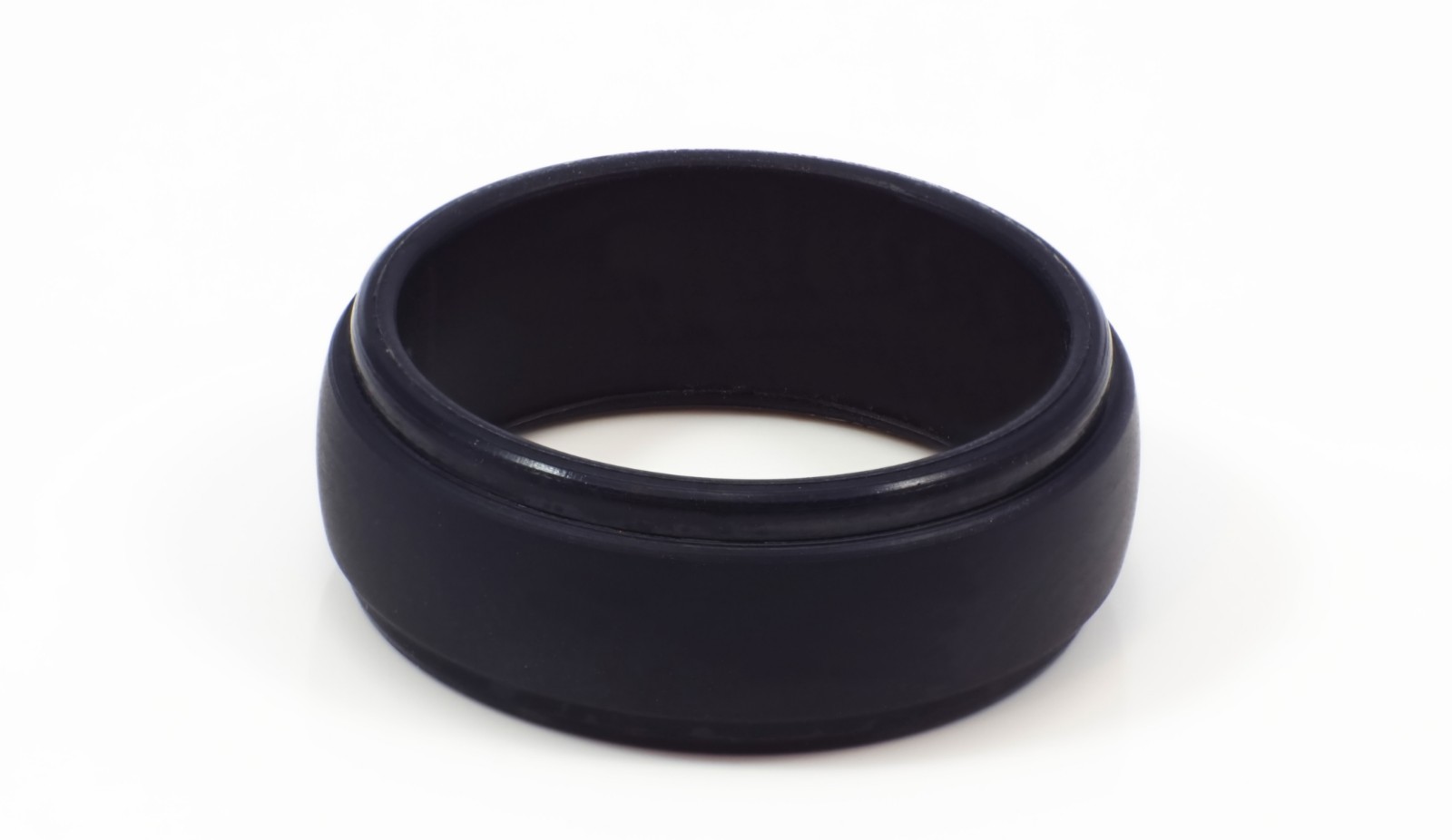 SILICONE WEDDING RING for Men by LiveLife BLACK GROOVE Rubber Band (Single Pack)
