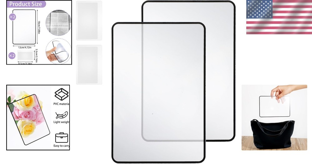 4 Pcs 3X Magnifying Sheets for Easy Reading | Lightweight Dual-Function Bookmark