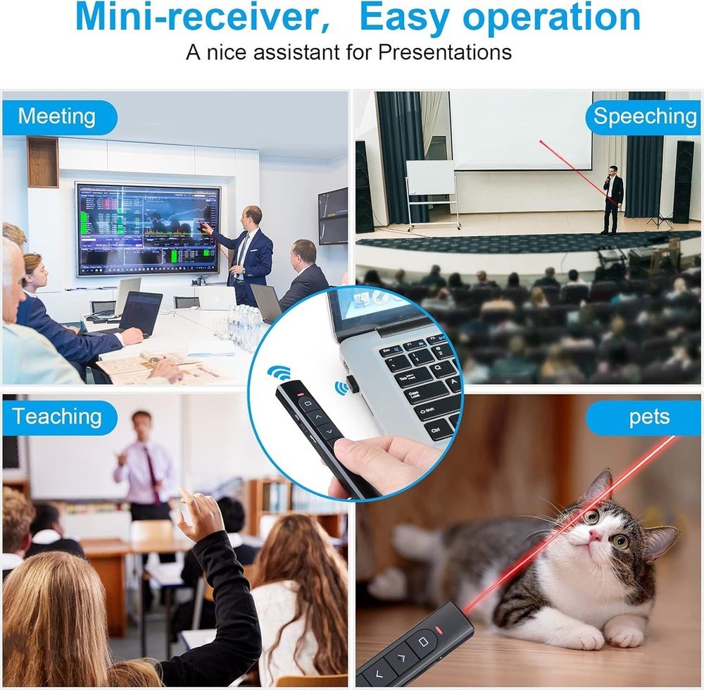 Multifunctional Presentation Clicker for Keynote/PPT - 328FT Wireless Control