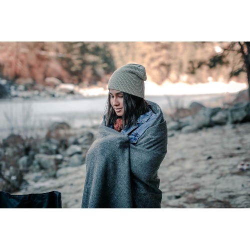 Wool Blend Camp Blankets - Gray