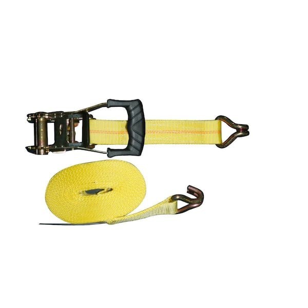 Heavy-Duty Ratchet Tie-Down Strap with J Hook 27 Ft.X2 In. Weather Resistant New
