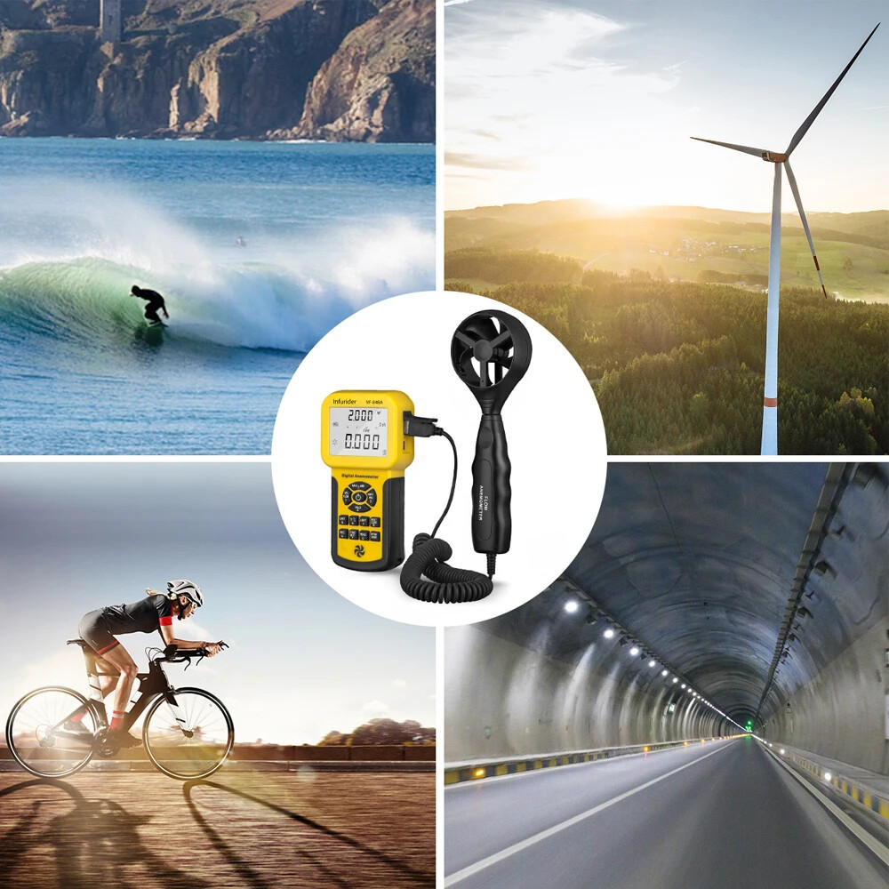 HVAC Anemometer Measures Wind Speed Wind Flow Temp Tester with Backlight