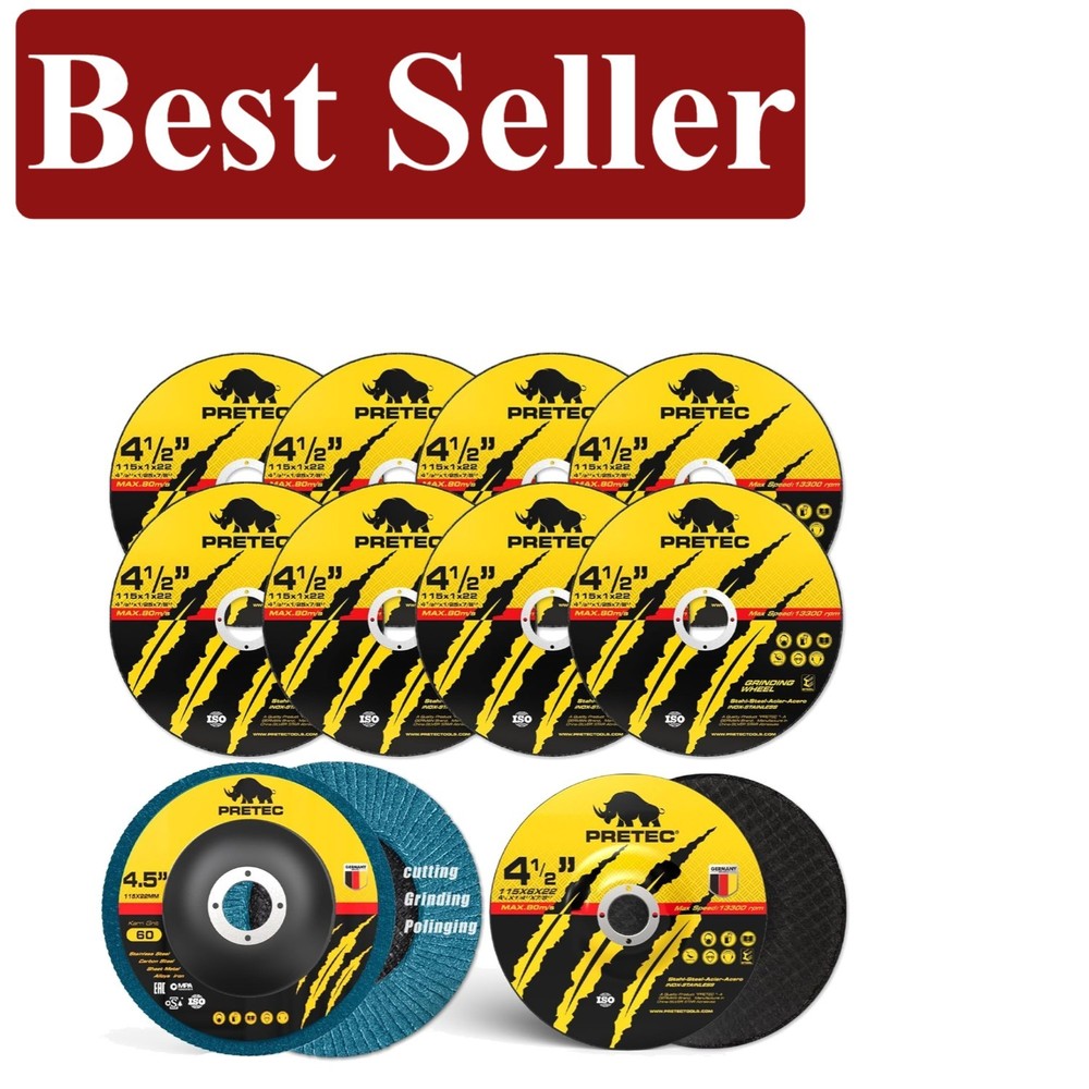 Versatile Angle Grinder Wheel Set - Includes 8 Cutting, 1 Grinding, 2 Flap Discs