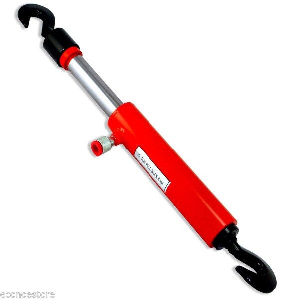 10 Ton Pull Back Ram Porta Power Hydraulic Puller Ram w/Hooks 26" Long 5" Pull
