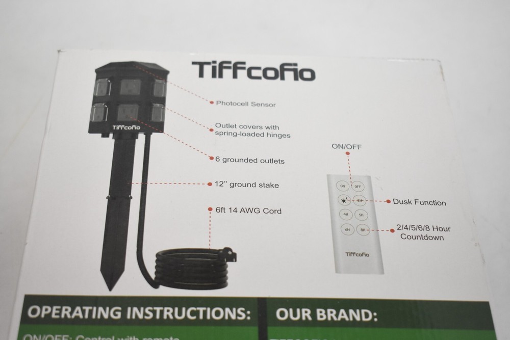 Tiffcofio Outdoor Power Stake Timer 100 ft Range Remote Control 28013 Black