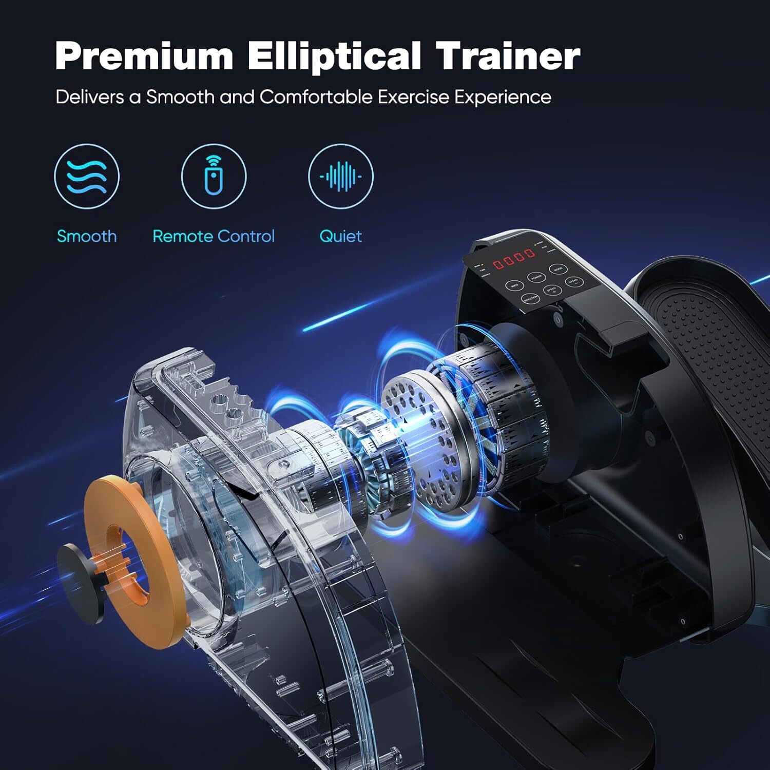 Under Desk Elliptical Machine Portable Pedal Ellipse Leg Exerciser for Seniors