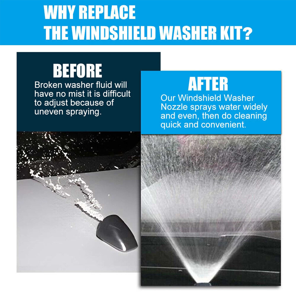 Universal Car Windshield Wiper Washer Squirter Nozzle Spray Jet Kit Fluid Hose