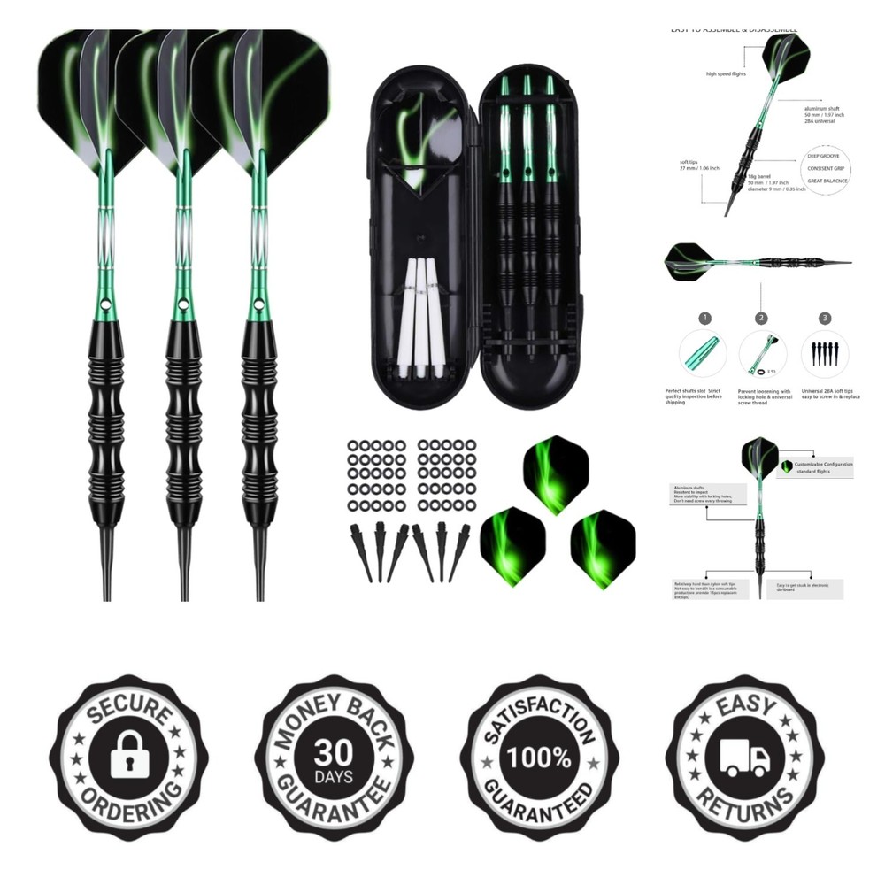 Versatile 20g Darts Set with 30 Tips, O-Rings & Portable Case for Precision