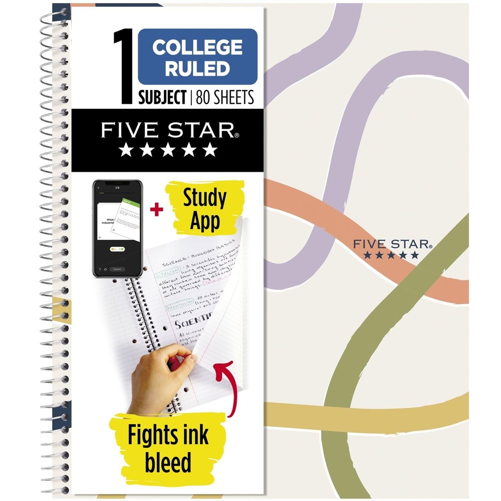 Mead 820233F Simple Waves Notebook 1-Subject 80 Sheets