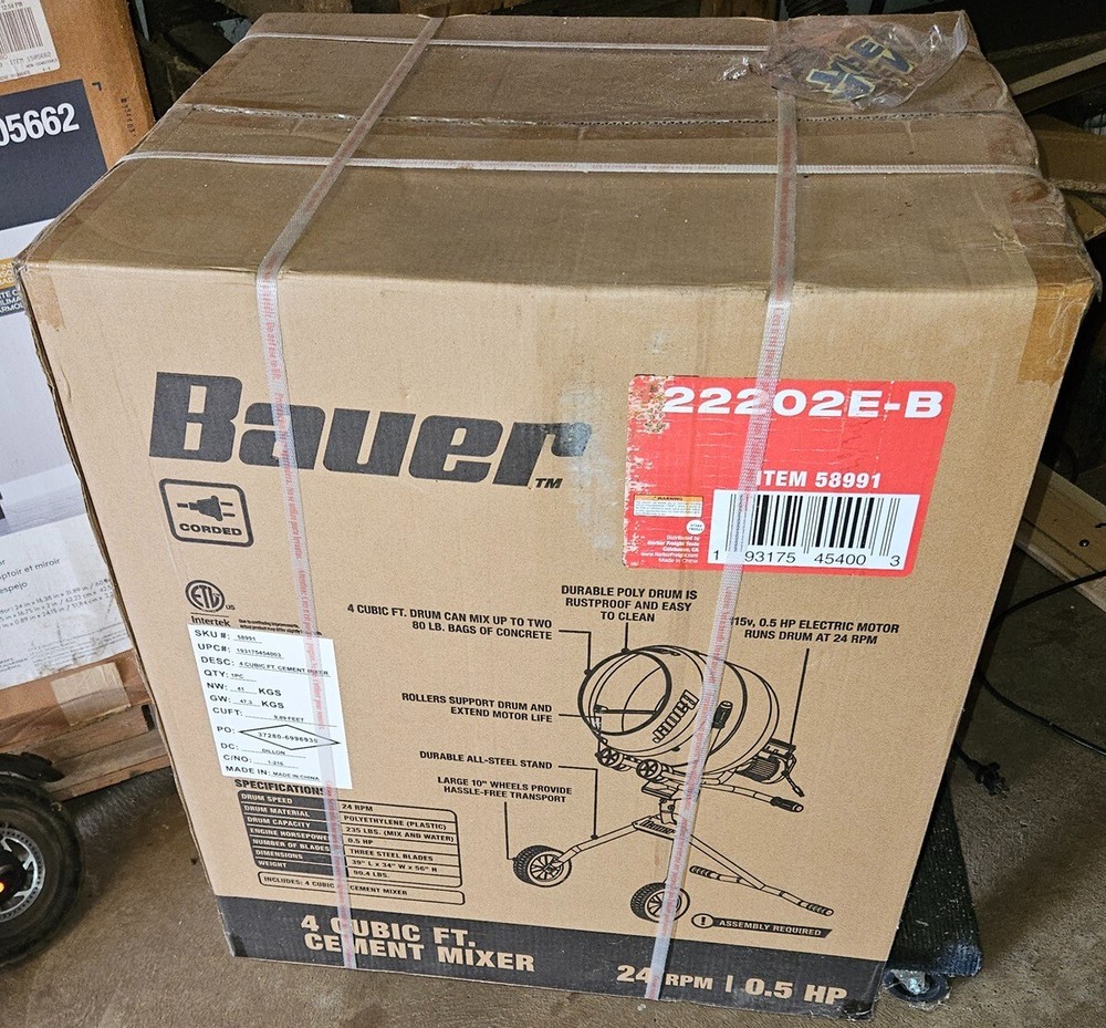 Bauer 4 Cu-Ft Cement Mixer