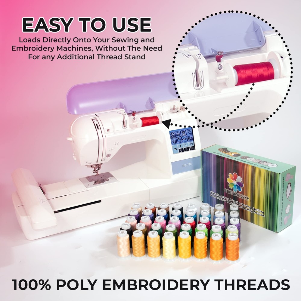 80 Spools Embroidery Sewing Machine Polyester Thread 120D/2 40weight Each Spo...