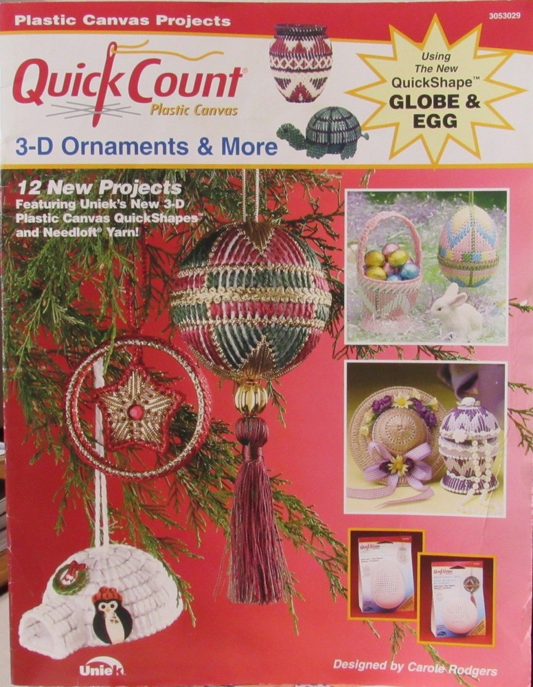 Needlecraft Shop QUICK COUNT PLASTIC CANVAS Ornaments 3-D Globe Egg Pattern Book
