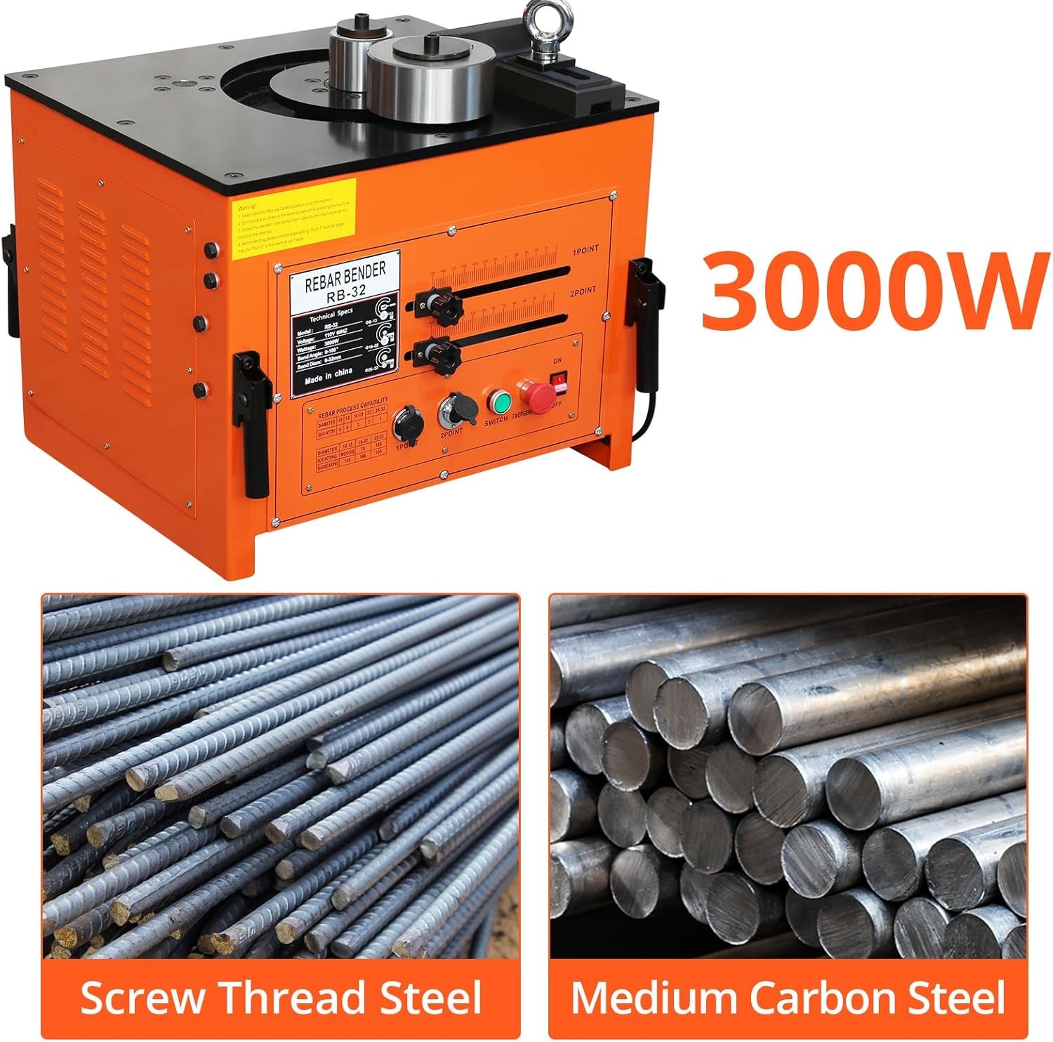 1-1/4" 32mm Construction #10 Rebar Bending Bender Machine W/ 2 Foot Pedals