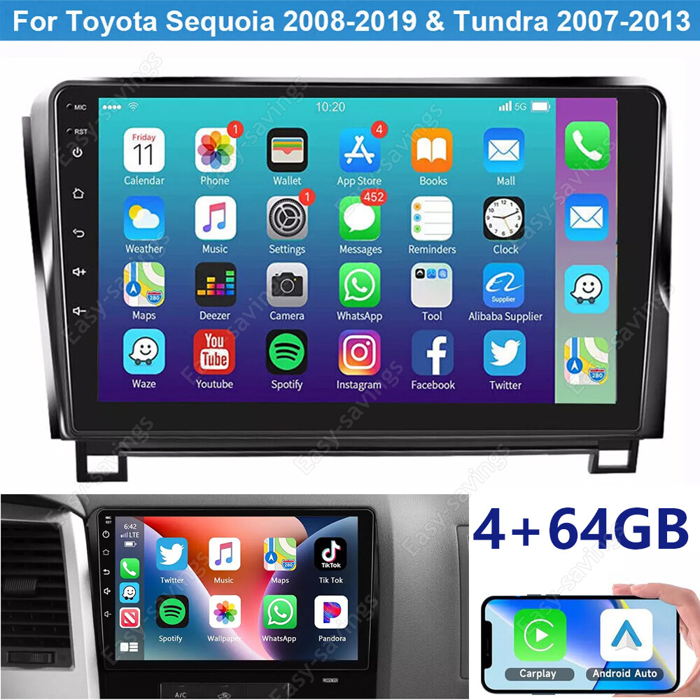 Apple Carplay Car Stereo GPS Radio For Toyota Tundra 2007-2013 Sequoia 2008-2019