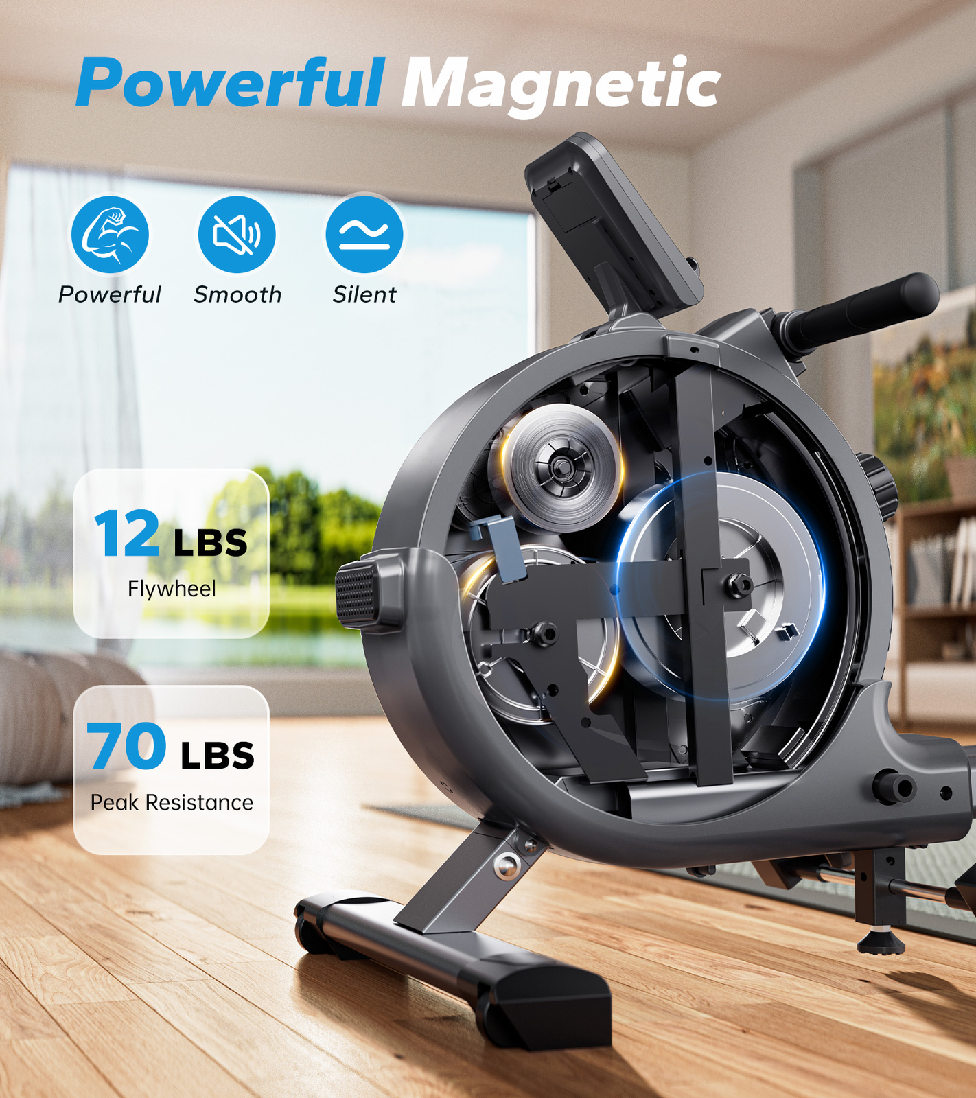 MERACH Q1S Magnetic Rowing Machine 16 Levels of Quiet Resistance Dual Slide Rail