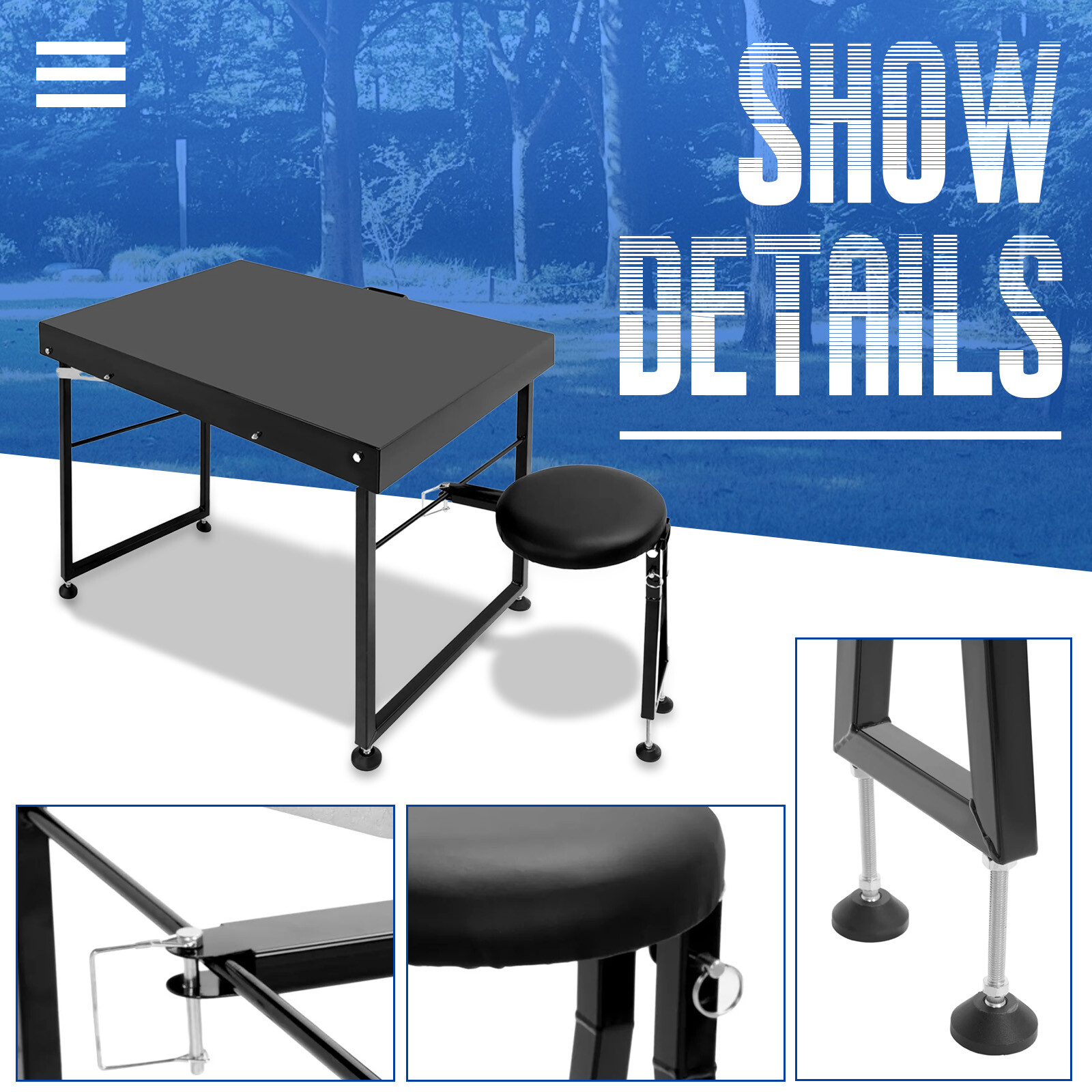 Outdoor Long Range Adjustable Shooting Table Portable Heavy Duty w/ Padded Seat