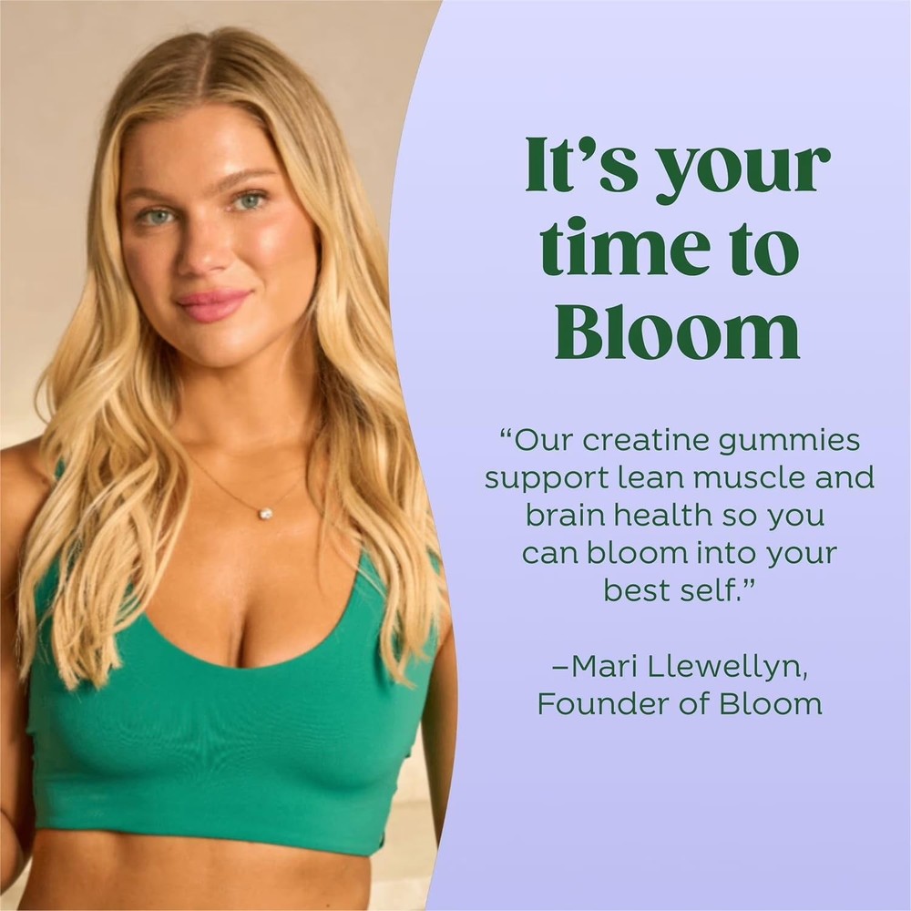 Bloom Creatine Monohydrate Gummies, 5g Per Serving, Sugar Free Creatine