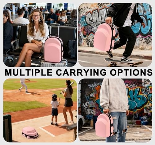 Pink hard hat box with handle and adjustable shoulder strap Pink/Rectangular