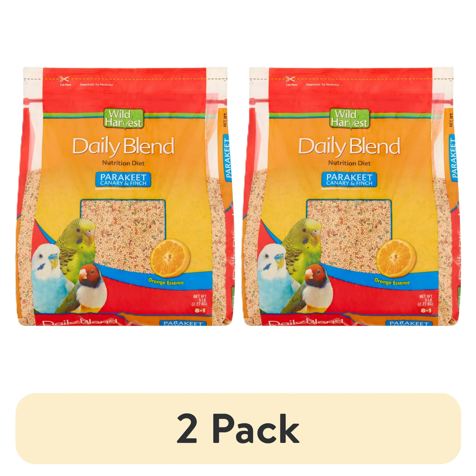 (2 pack) Wild Harvest Parakeet, Canary & Finch Daily Nutrition Blend, 5 lb