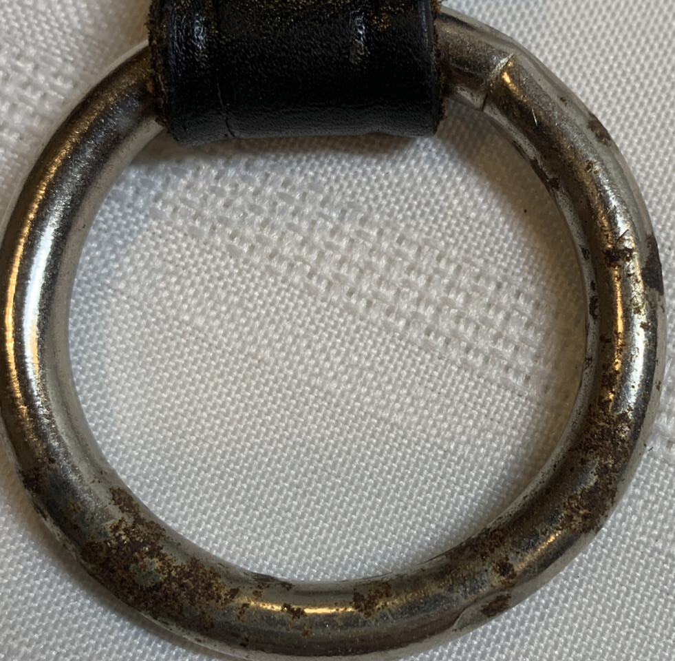 Police Security Flashlight Ring Holder Black Smooth Leather