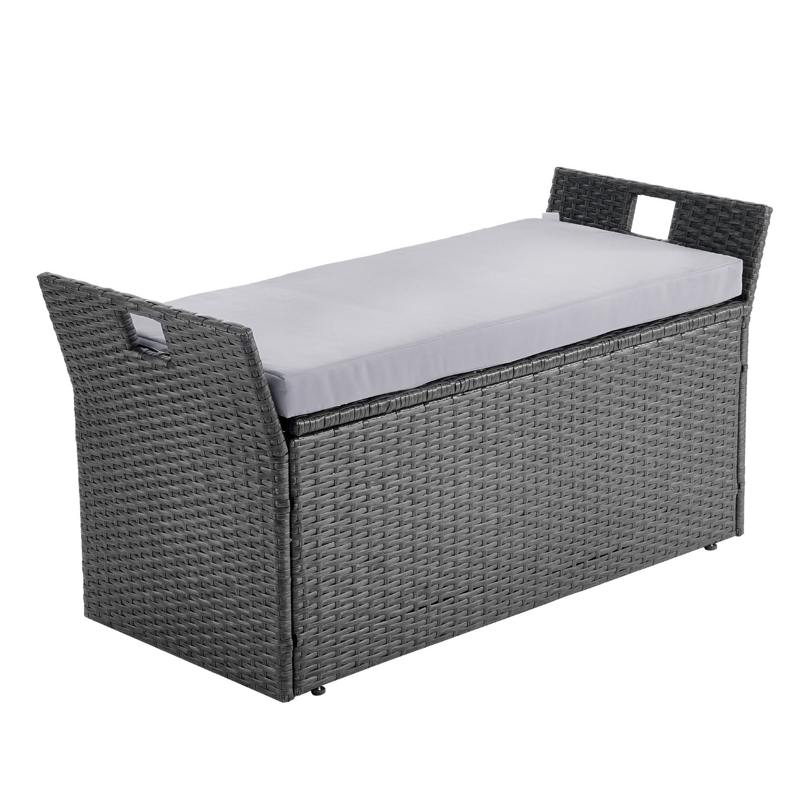 Outdoor Storage Bench PE Rattan 40Gal Deck Box Waterproof Outdoor Seat & Storage