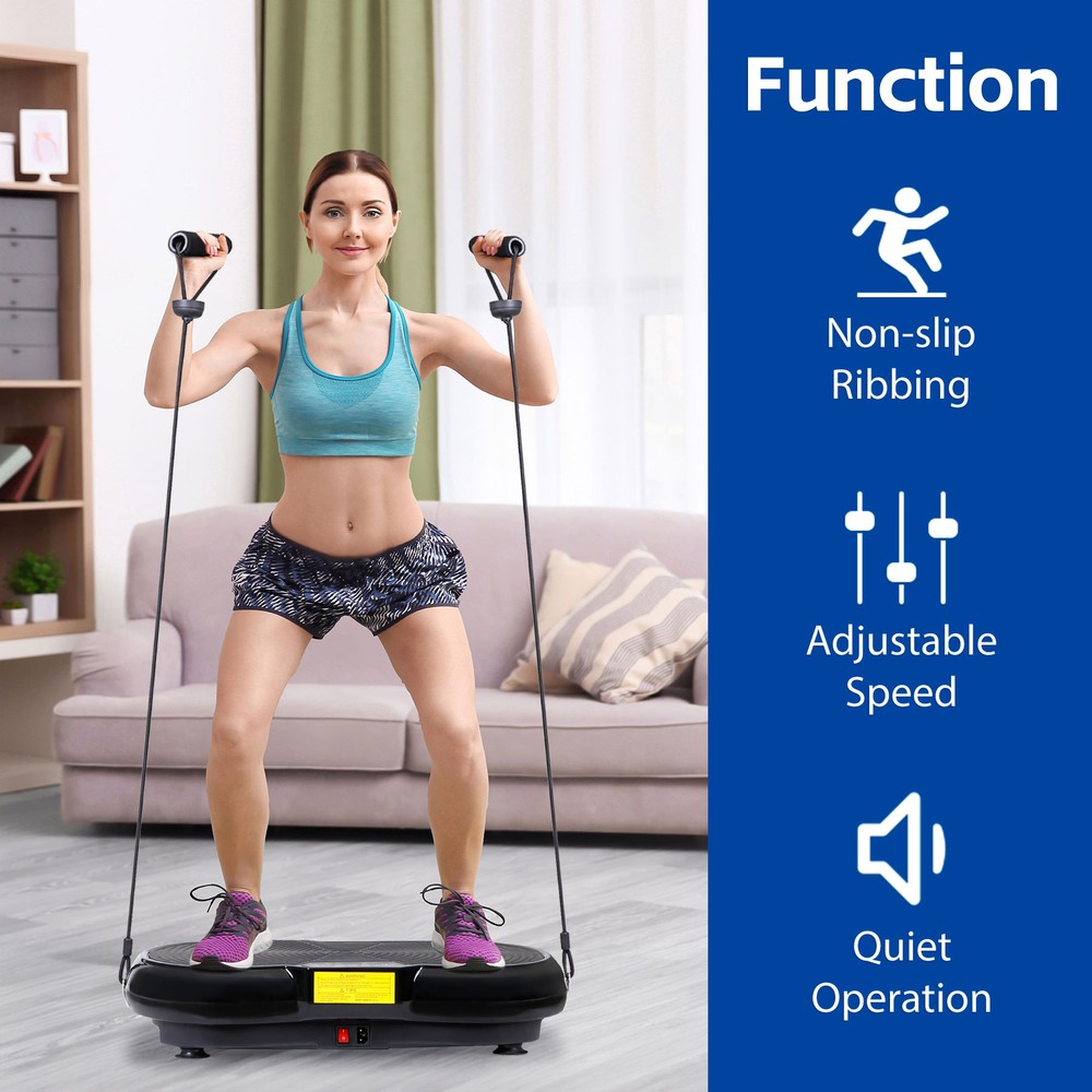 Durable ABS Shell Vibration Plate Machine Home Workouts Transforming, Black