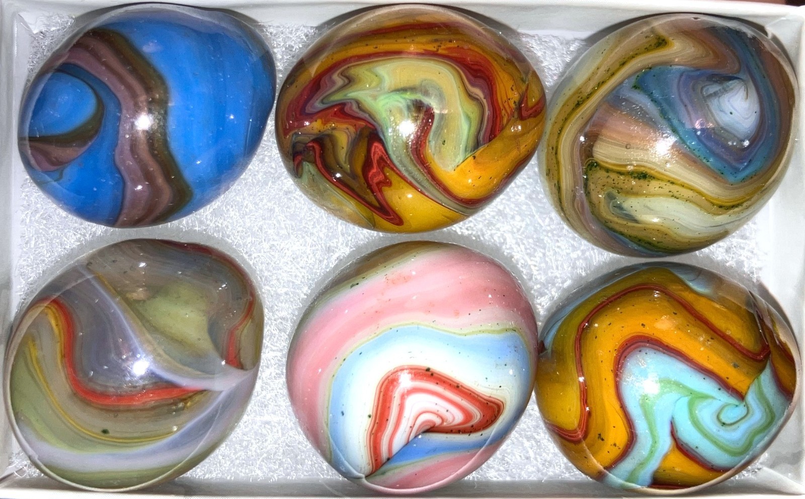 6 Jabo & D.A.S. Easter Eggs Marble Ingots Box Set Egg Marbles Aventurine Set D
