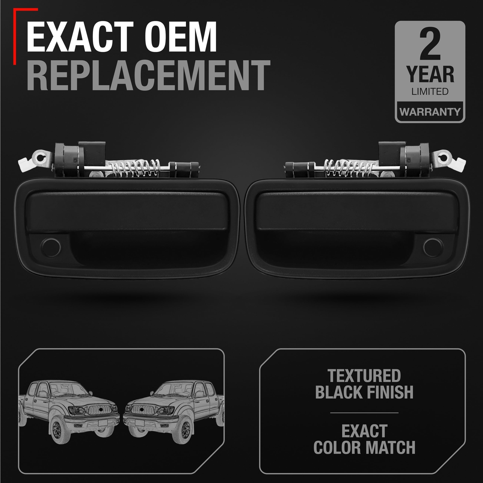 Exterior Door Handle, Left & Right for Toyota Tacoma - Driver + Passenger Han...