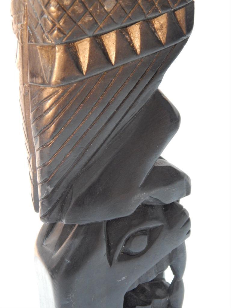 VINTAGE 9" GENUINE ARGILLITE HAIDA INDIAN NW COAST CANADA TOTEM POLE MODEL - A+