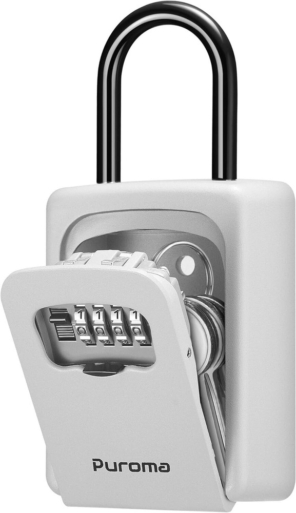 Puroma Lock Box, Large Key Lock Box Resettable Combination Code Lockbox, Portabl