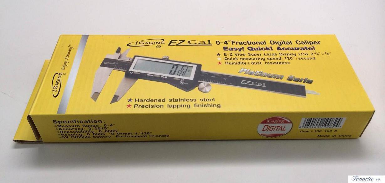 IGAGING 4" DIGITAL ELECTRONIC CALIPER X-LARGE DISPLAY GAUGE INCH/FRACTIONAL
