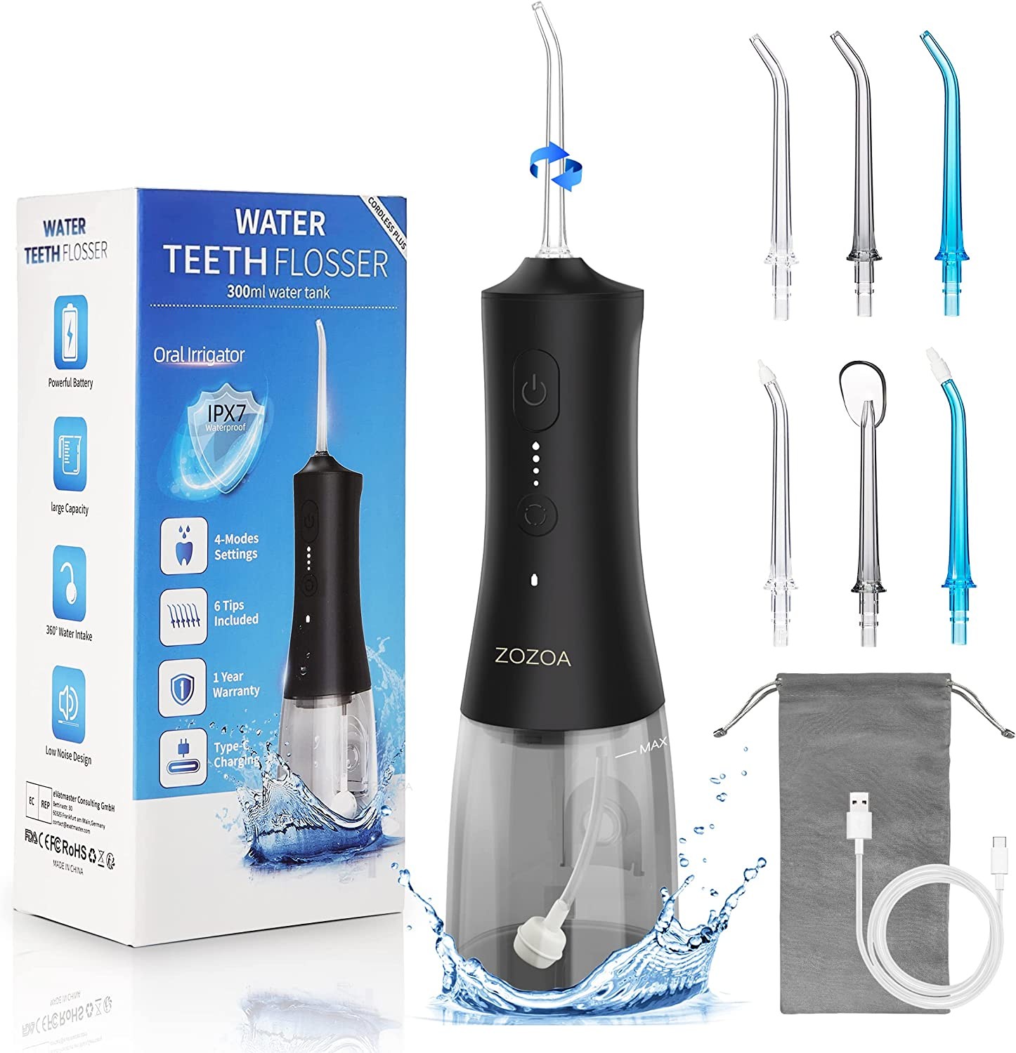 Cordless Water Flosser Dental Oral Irrigator Travel Teeth Cleaner Floss Pick