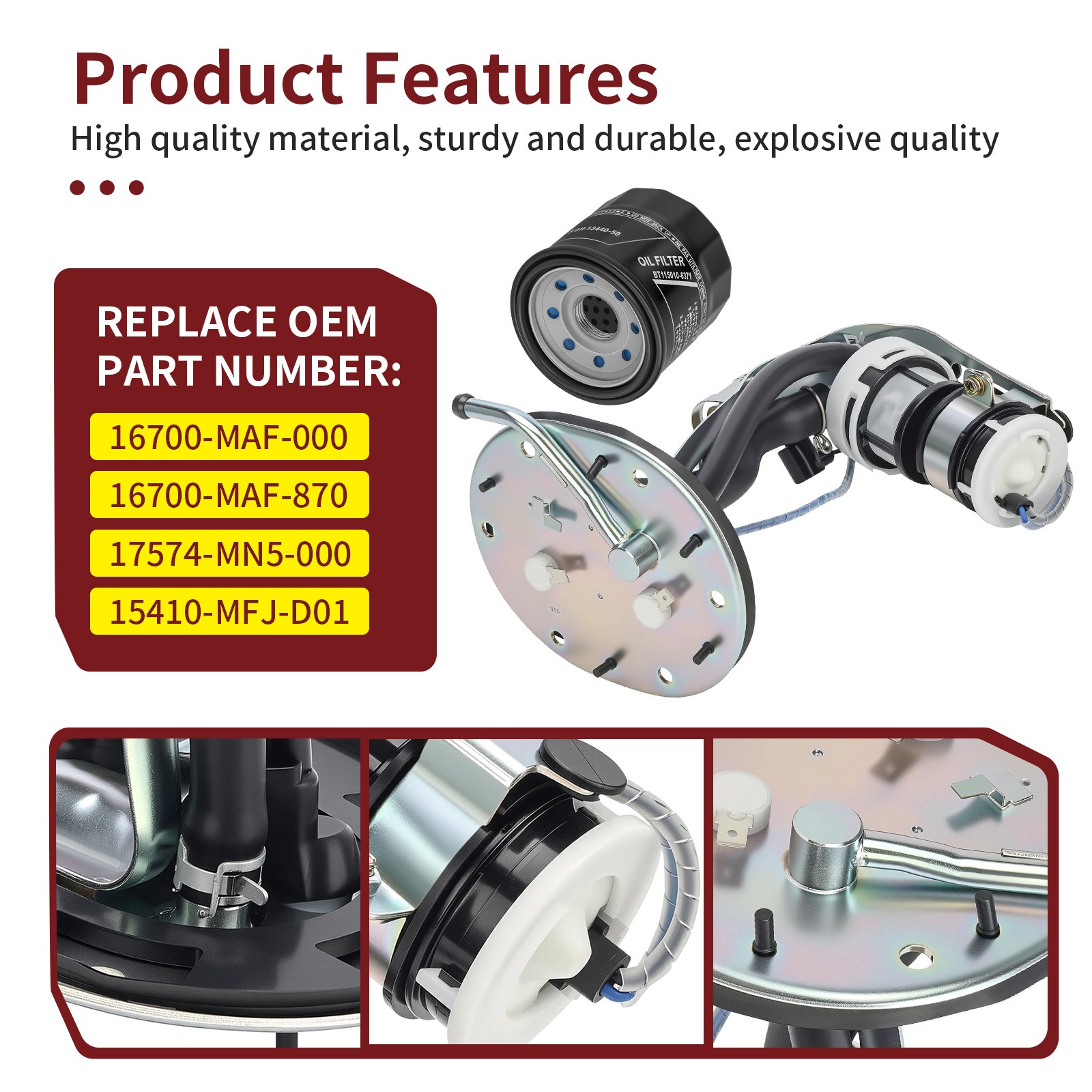 16700-MAF-000 For Honda 1988-2000 GL1500 Goldwing Fuel Pump ASSEMBLY Oil Filter