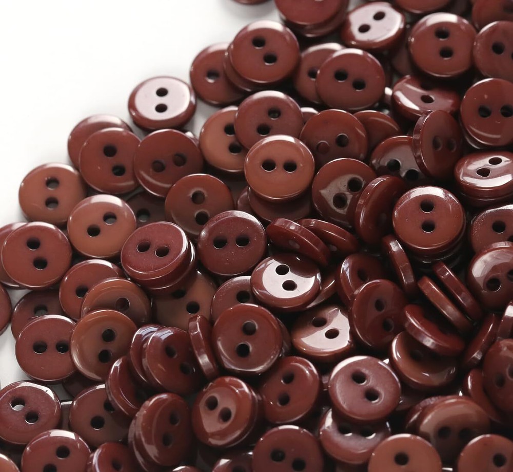11/32 Inch Button 9mm Tiny Size Sewing Flatback Resin Buttons Colored Brown P...