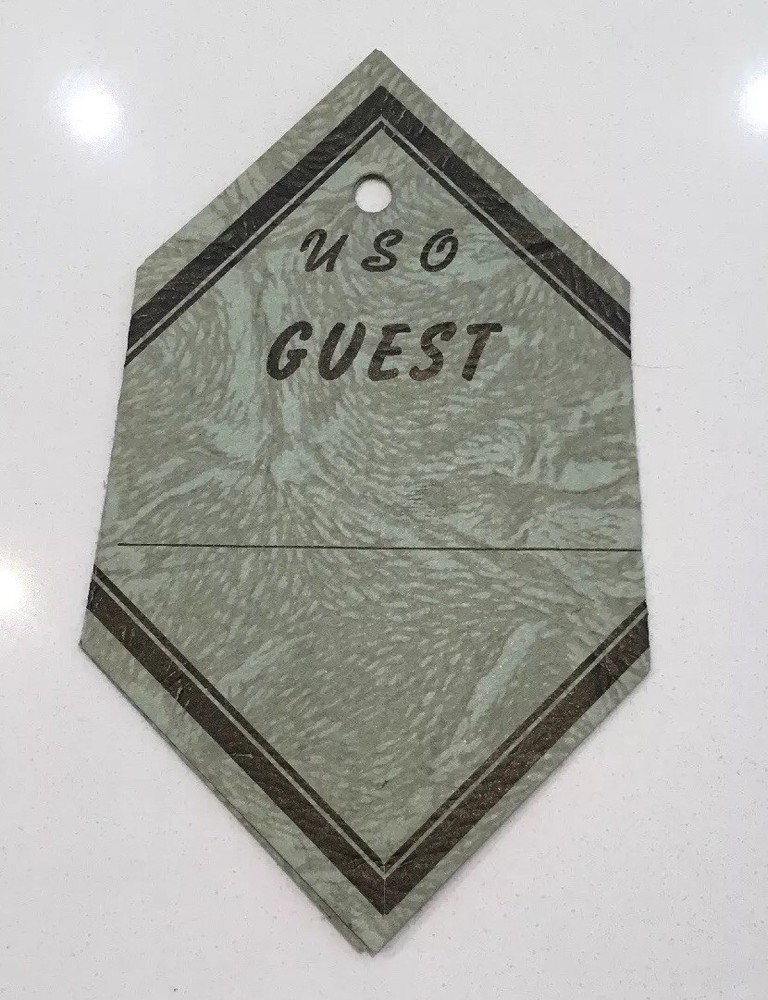 Original WWII Era USO Guest Named Tag For Troops