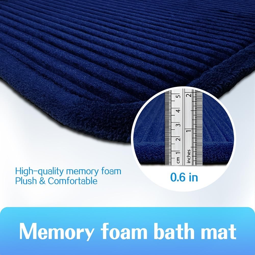 Memory Foam Bath Mat - Ultra 1'4 x 1'11 (Rectangular), Navy Blue