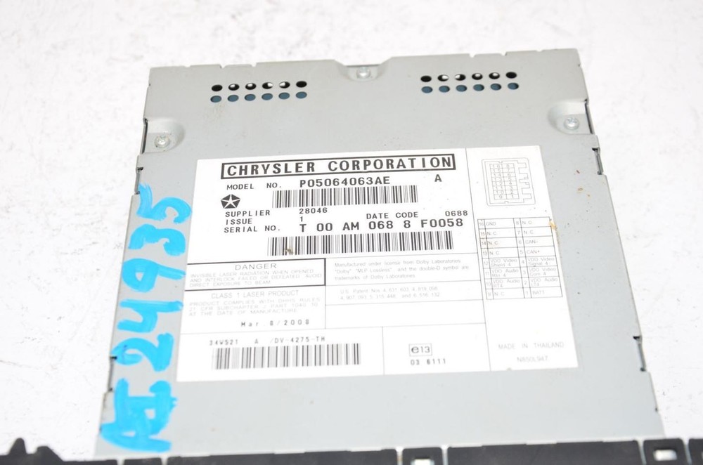 Information Screen Player DVD Fits 08-12 CARAVAN 924930
