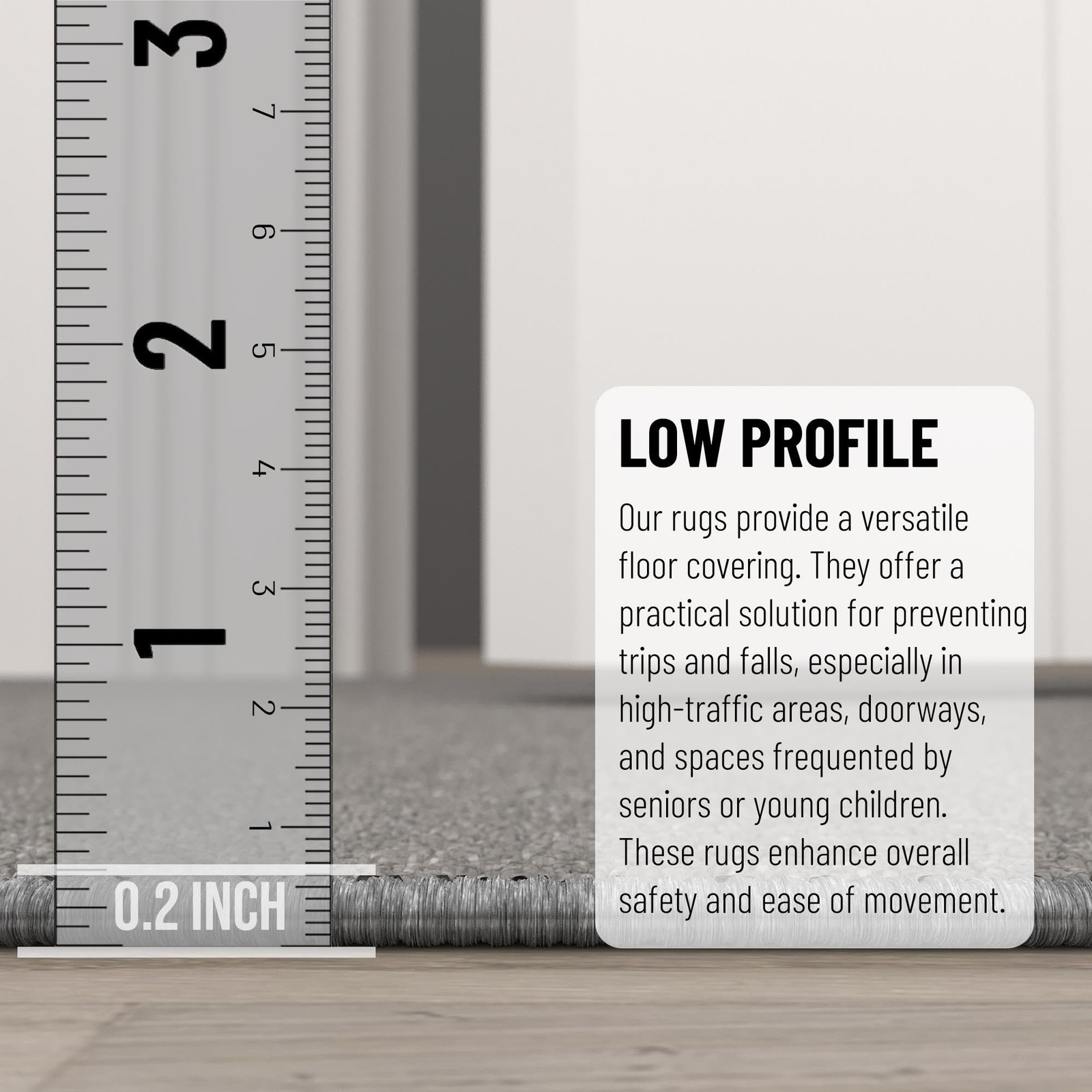 Ottomanson Hallway Runner Rug 20" x 59" Non Slip Solid Area Rugs Easy to Clea...