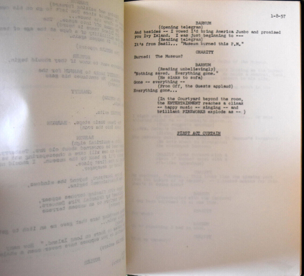 1980 " Barnum " Musical Original Screenplay Script