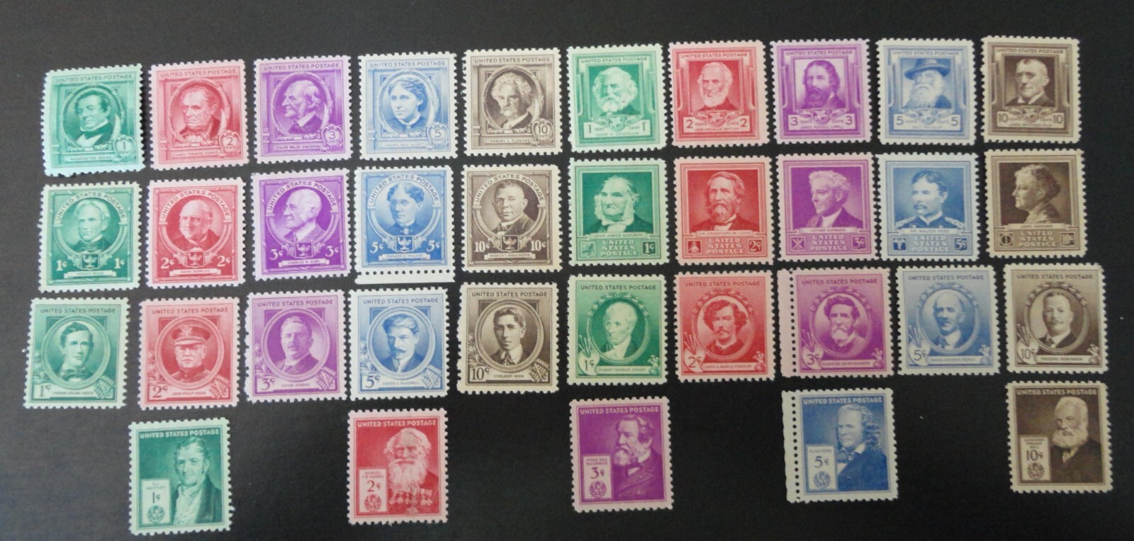 SCOTT #859-893  MINT NH 1940 FAMOUS AMERICANS - 35 STAMPS COMPLETE SET